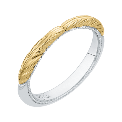 Plain Wedding Band in 14K Two Tone Gold
