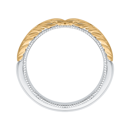 Plain Wedding Band in 14K Two Tone Gold