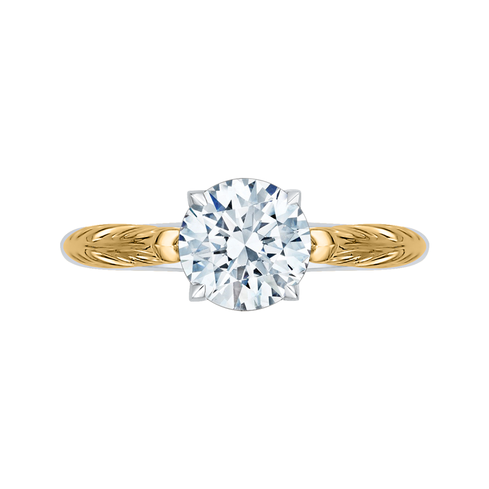 Solitaire Diamond Vintage Engagement Ring in 14K Two Tone Gold (Semi-Mount)