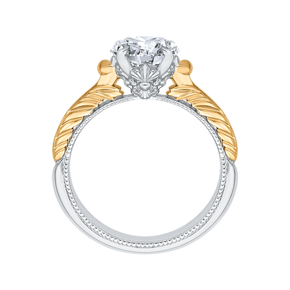 Solitaire Diamond Vintage Engagement Ring in 14K Two Tone Gold (Semi-Mount)