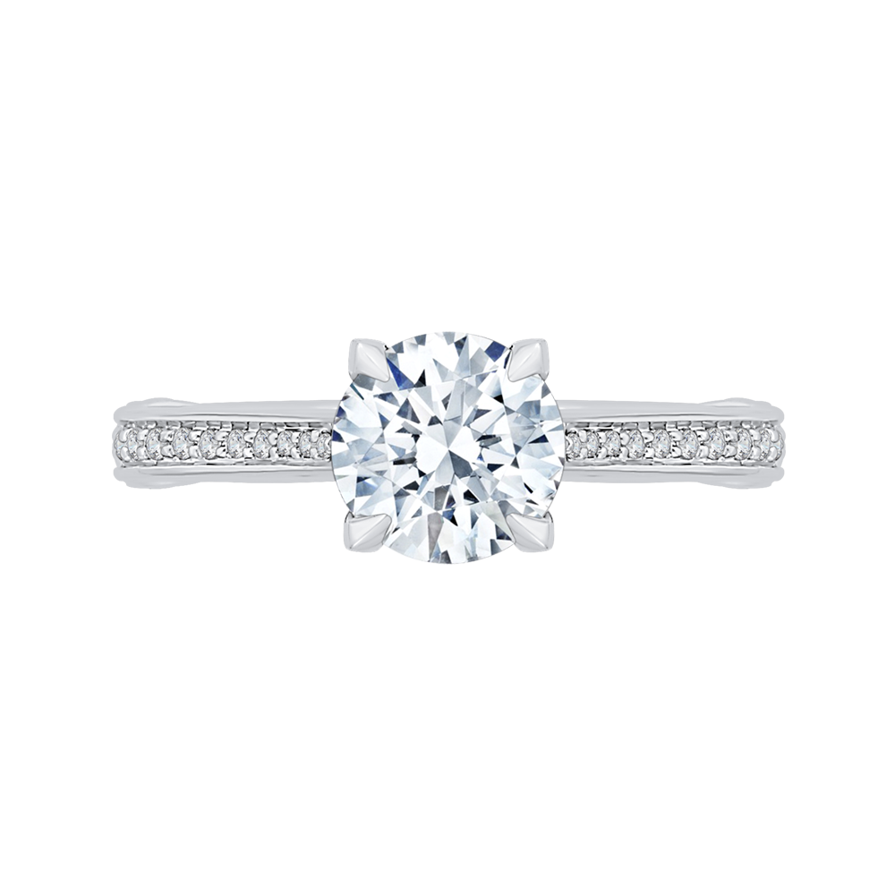 Round Diamond Engagement Ring in 14K White Gold (Semi-Mount)