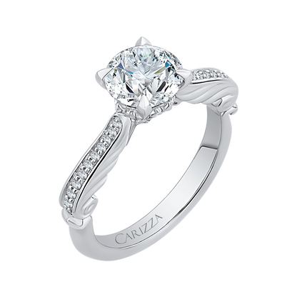 Round Diamond Engagement Ring in 14K White Gold (Semi-Mount)