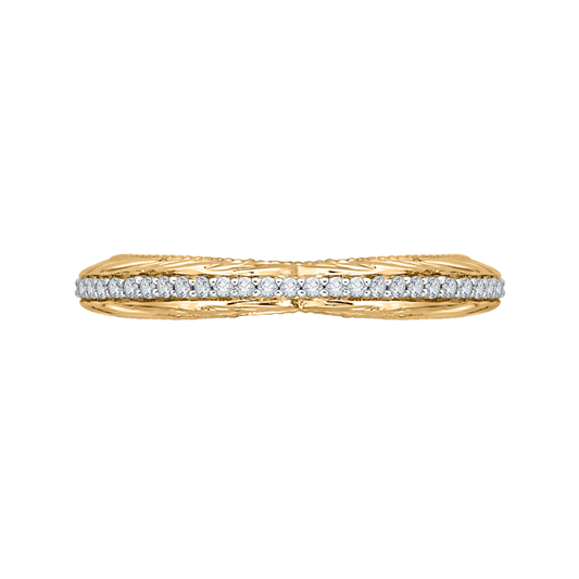 Round Diamond Wedding Band in 14K Two Tone Gold