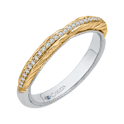 Round Diamond Wedding Band in 14K Two Tone Gold