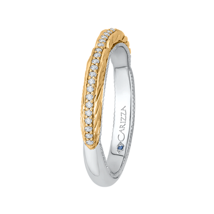 Round Diamond Wedding Band in 14K Two Tone Gold