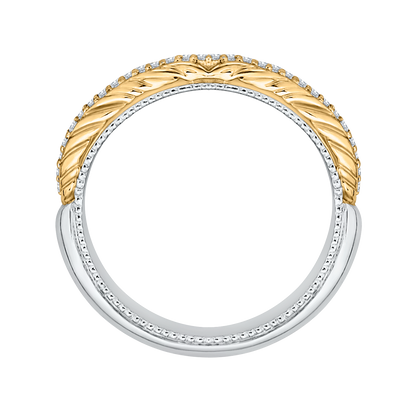 Round Diamond Wedding Band in 14K Two Tone Gold