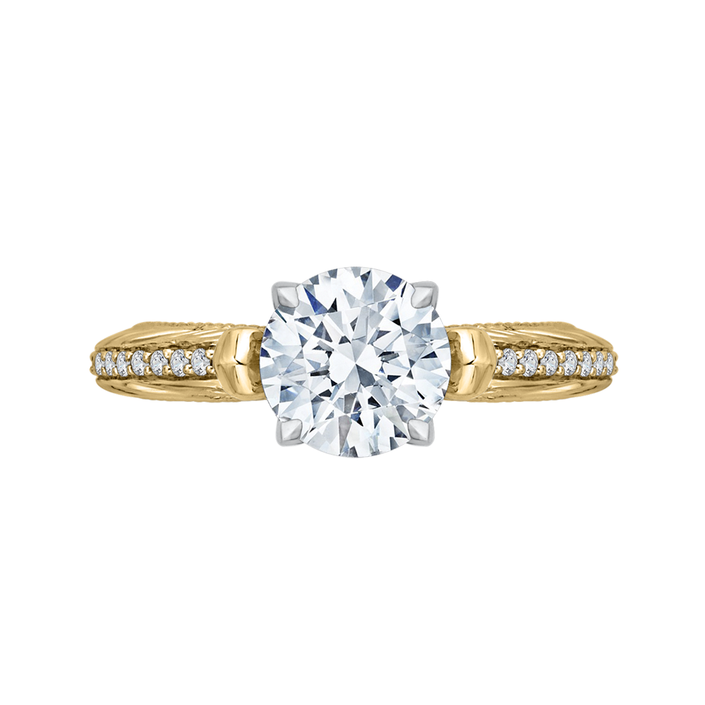 Round Diamond Engagement Ring in 14K Two Tone Gold (Semi-Mount)