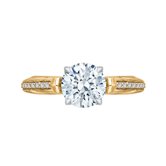 Round Diamond Engagement Ring in 14K Two Tone Gold (Semi-Mount)