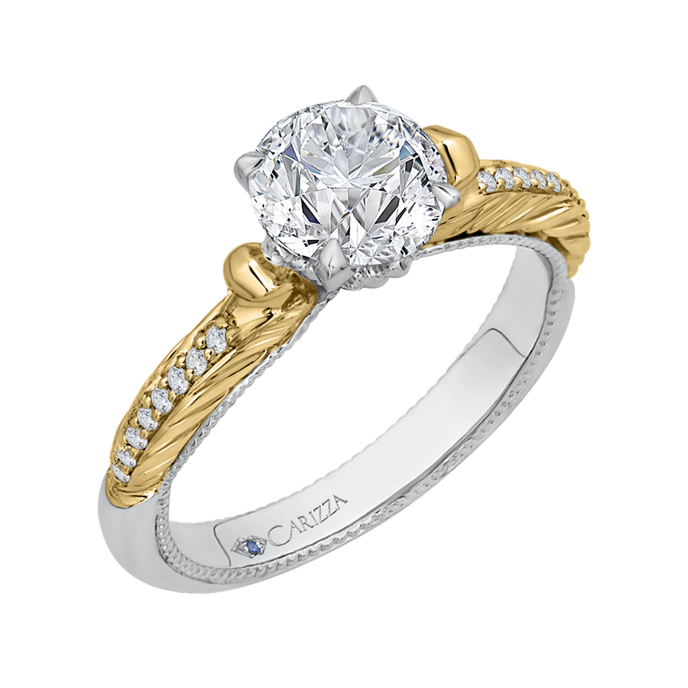 Round Diamond Engagement Ring in 14K Two Tone Gold (Semi-Mount)