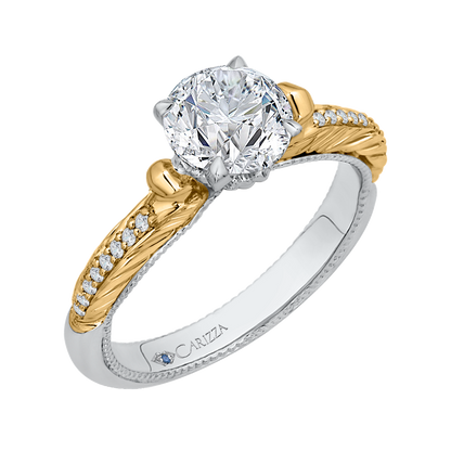 Round Diamond Engagement Ring in 14K Two Tone Gold (Semi-Mount)