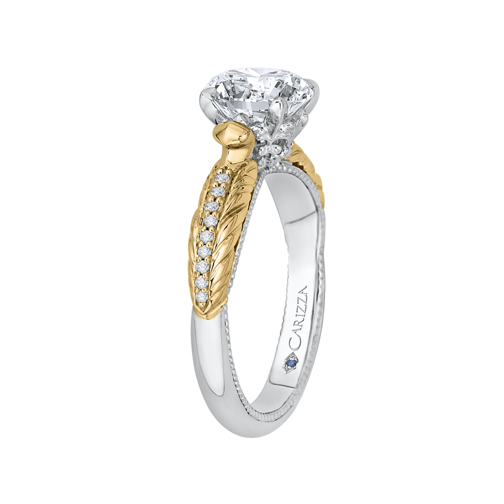 Round Diamond Engagement Ring in 14K Two Tone Gold (Semi-Mount)