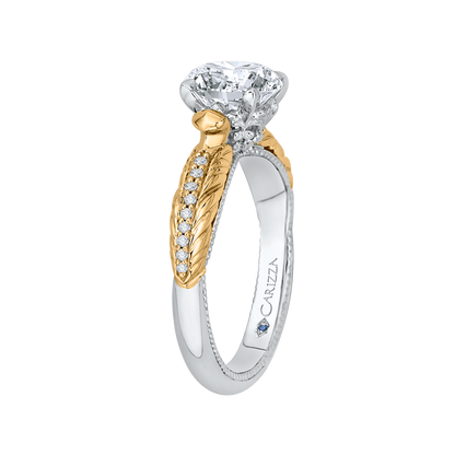 Round Diamond Engagement Ring in 14K Two Tone Gold (Semi-Mount)