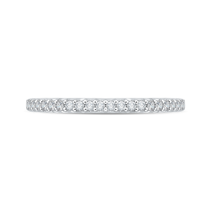 Round Diamond Half-Eternity Wedding Band in 14K Two Tone Gold