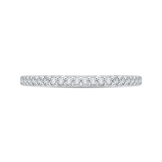 Round Diamond Half-Eternity Wedding Band in 14K Two Tone Gold