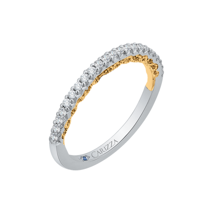 Round Diamond Half-Eternity Wedding Band in 14K Two Tone Gold