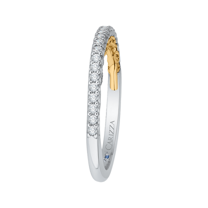 Round Diamond Half-Eternity Wedding Band in 14K Two Tone Gold