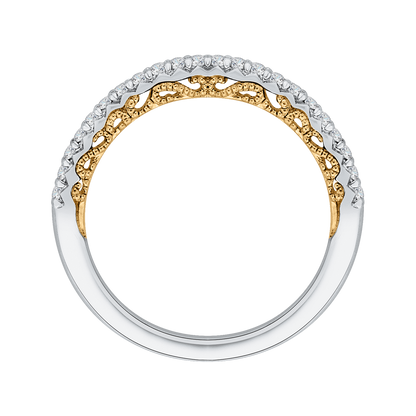 Round Diamond Half-Eternity Wedding Band in 14K Two Tone Gold