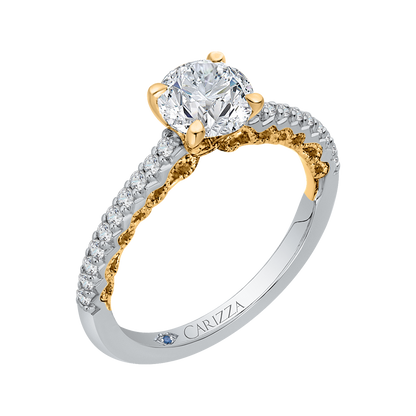 Round Diamond Engagement Ring in 14K Two Tone Gold (Semi-Mount)