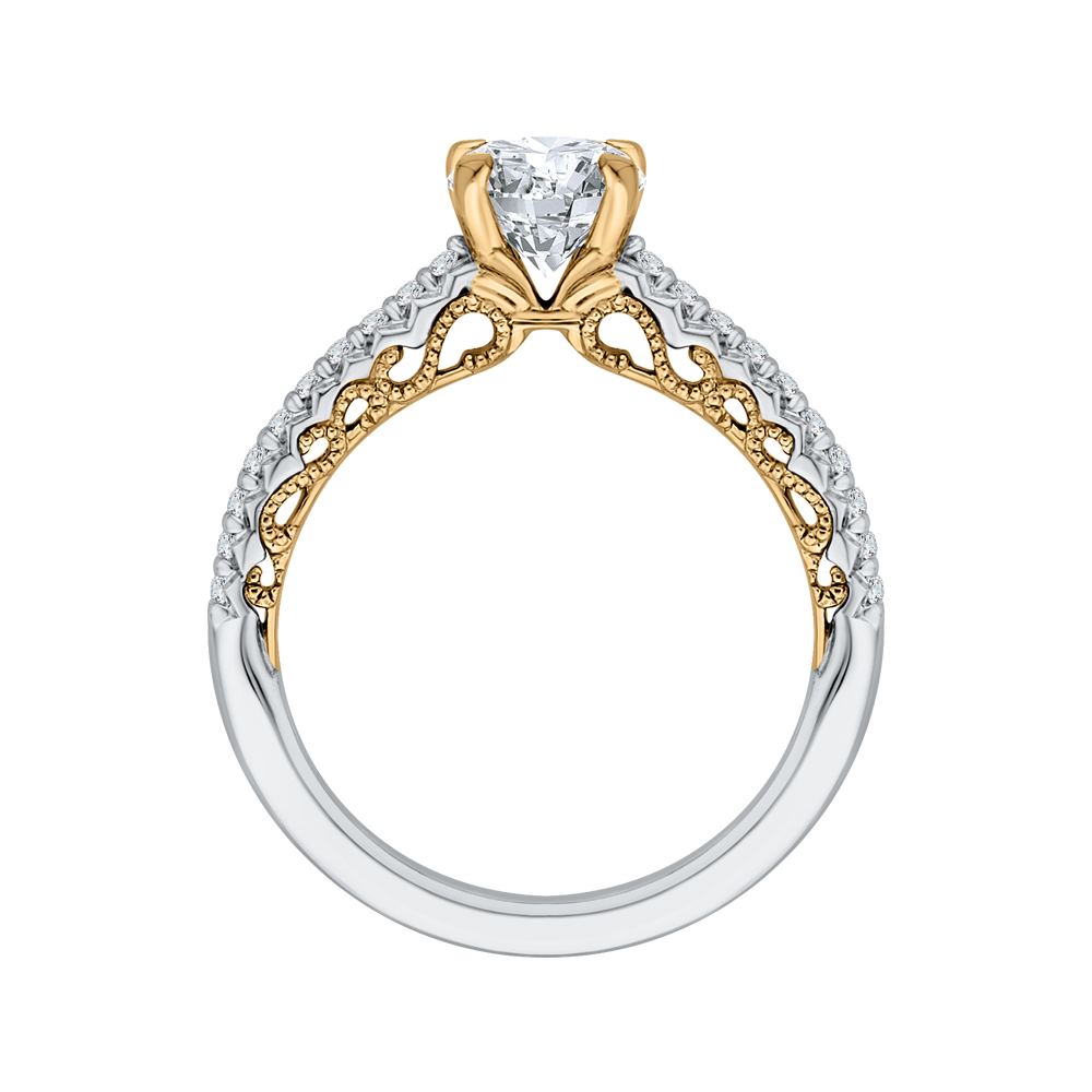 Round Diamond Engagement Ring in 14K Two Tone Gold (Semi-Mount)