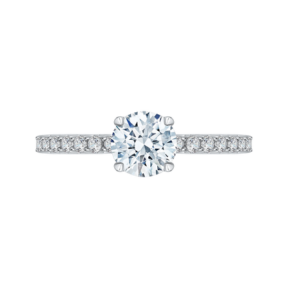 14K White Gold Round Diamond Engagement Ring (Semi-Mount)