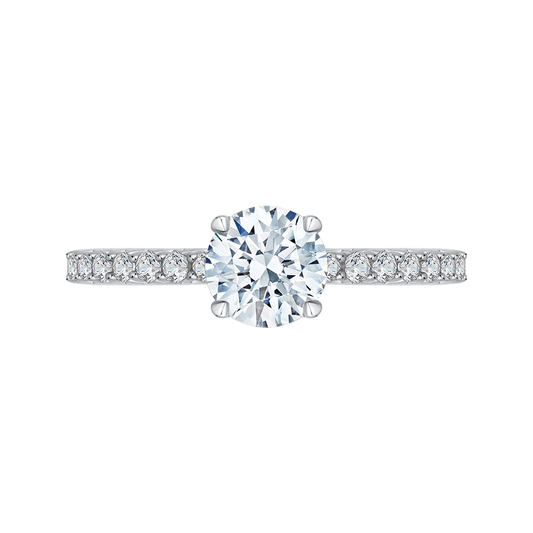 14K White Gold Round Diamond Engagement Ring (Semi-Mount)