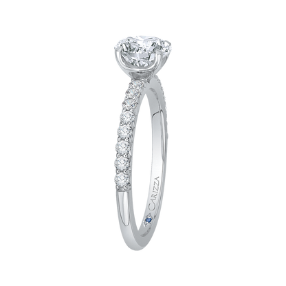 14K White Gold Round Diamond Engagement Ring (Semi-Mount)