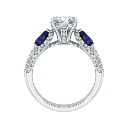 Round Diamond and Sapphire Engagement Ring in 14K White Gold (Semi-Mount)