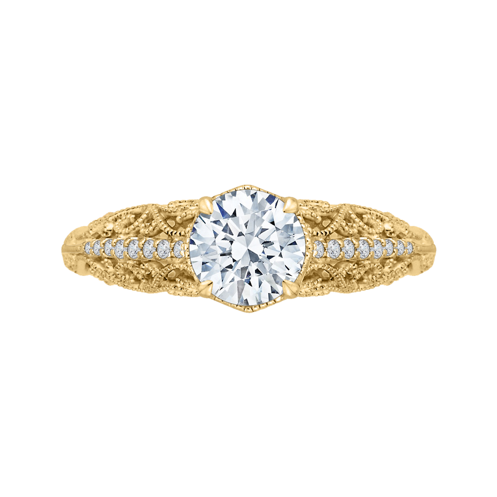 Round Diamond Engagement Ring in 14K Yellow Gold (Semi-Mount)