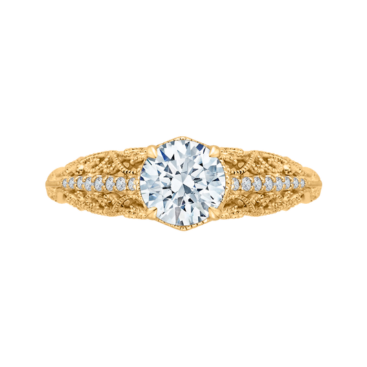 Round Diamond Engagement Ring in 14K Yellow Gold (Semi-Mount)