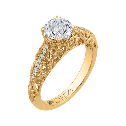 Round Diamond Engagement Ring in 14K Yellow Gold (Semi-Mount)