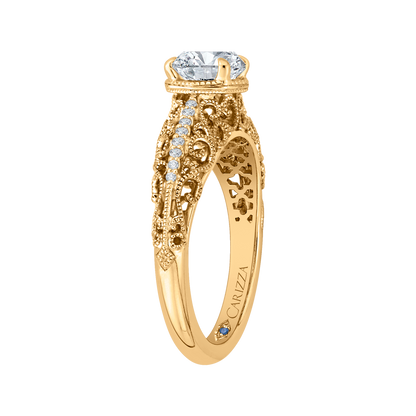 Round Diamond Engagement Ring in 14K Yellow Gold (Semi-Mount)