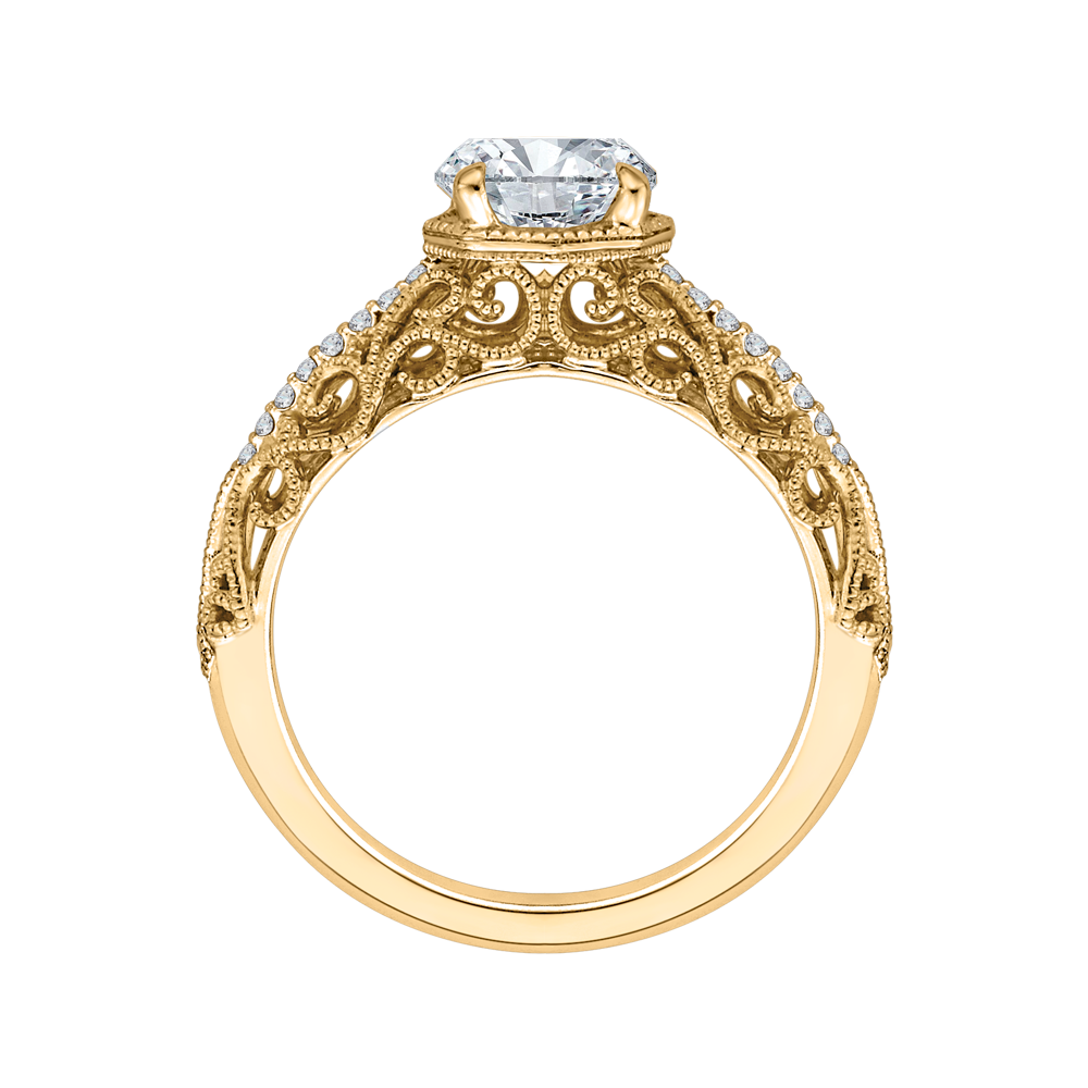 Round Diamond Engagement Ring in 14K Yellow Gold (Semi-Mount)