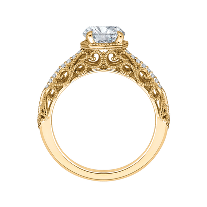 Round Diamond Engagement Ring in 14K Yellow Gold (Semi-Mount)