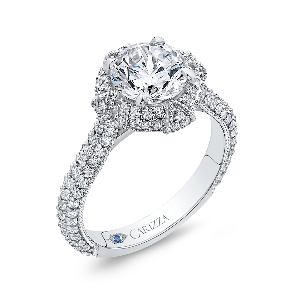 Round Diamond Engagement Ring in 14K White Gold (Semi-Mount)