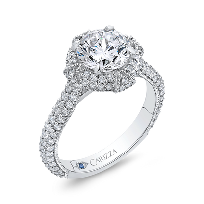 Round Diamond Engagement Ring in 14K White Gold (Semi-Mount)