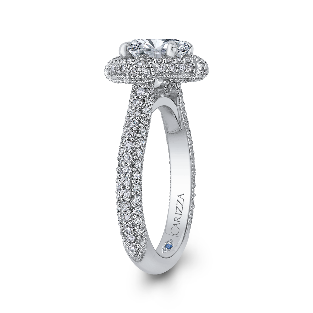 Round Diamond Engagement Ring in 14K White Gold (Semi-Mount)