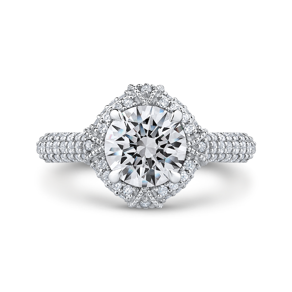 Round Diamond Engagement Ring in 14K White Gold (Semi-Mount)