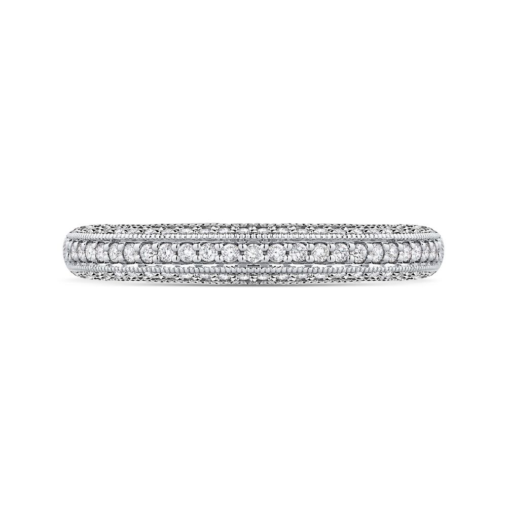 Round Diamond Half-Eternity Wedding Band in 14K White Gold
