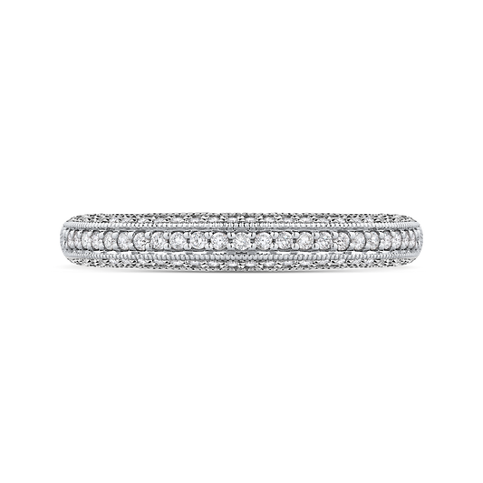 Round Diamond Half-Eternity Wedding Band in 14K White Gold