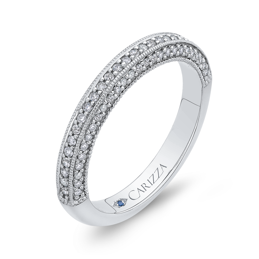 Round Diamond Half-Eternity Wedding Band in 14K White Gold
