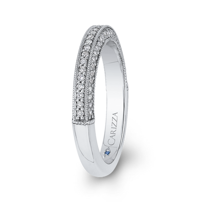 Round Diamond Half-Eternity Wedding Band in 14K White Gold