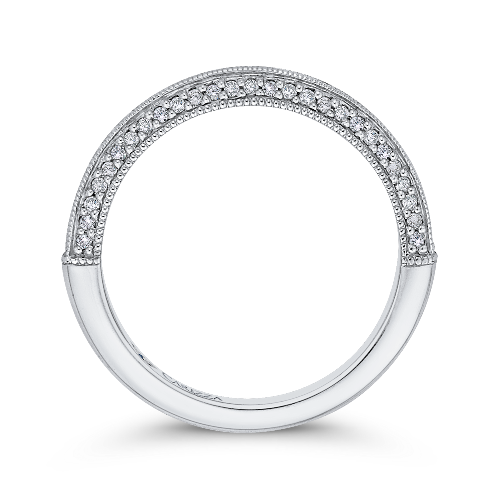 Round Diamond Half-Eternity Wedding Band in 14K White Gold