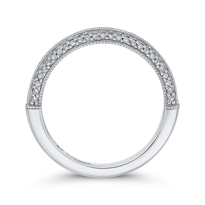 Round Diamond Half-Eternity Wedding Band in 14K White Gold