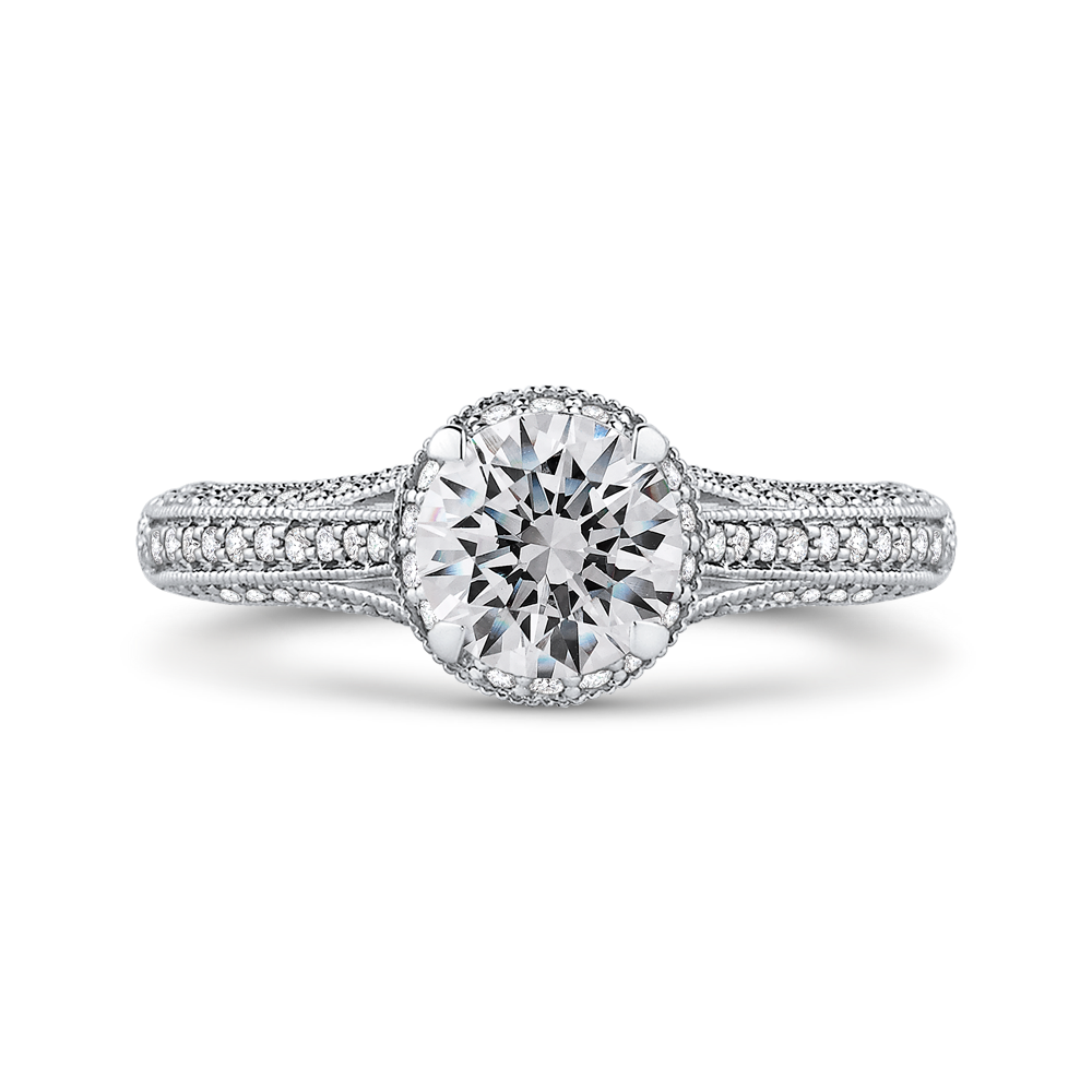 Split Shank Round Diamond Engagement Ring in 14K White Gold (Semi-Mount)