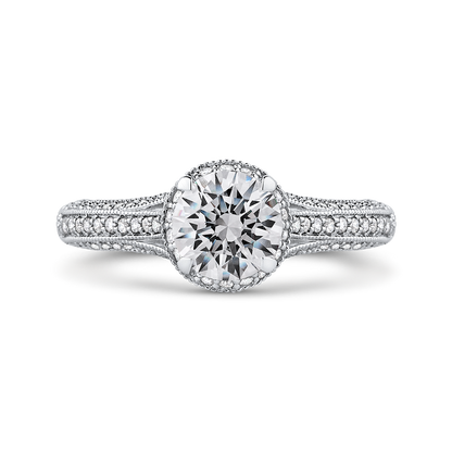 Split Shank Round Diamond Engagement Ring in 14K White Gold (Semi-Mount)