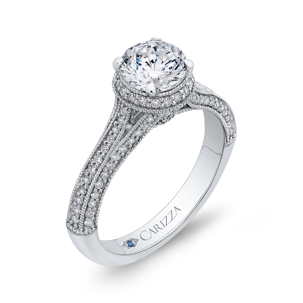 Split Shank Round Diamond Engagement Ring in 14K White Gold (Semi-Mount)