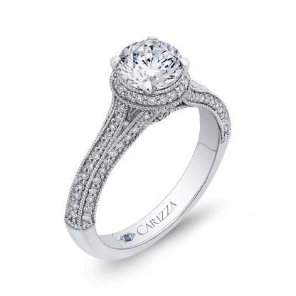 Split Shank Round Diamond Engagement Ring in 14K White Gold (Semi-Mount)