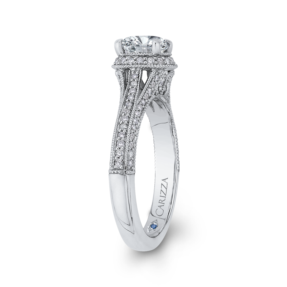 Split Shank Round Diamond Engagement Ring in 14K White Gold (Semi-Mount)