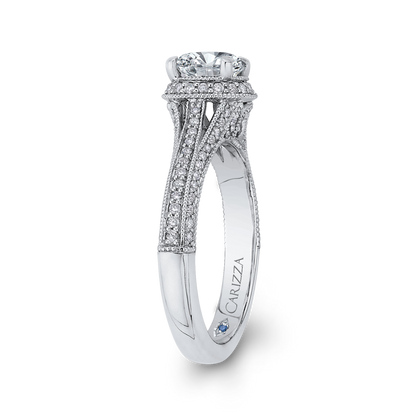 Split Shank Round Diamond Engagement Ring in 14K White Gold (Semi-Mount)