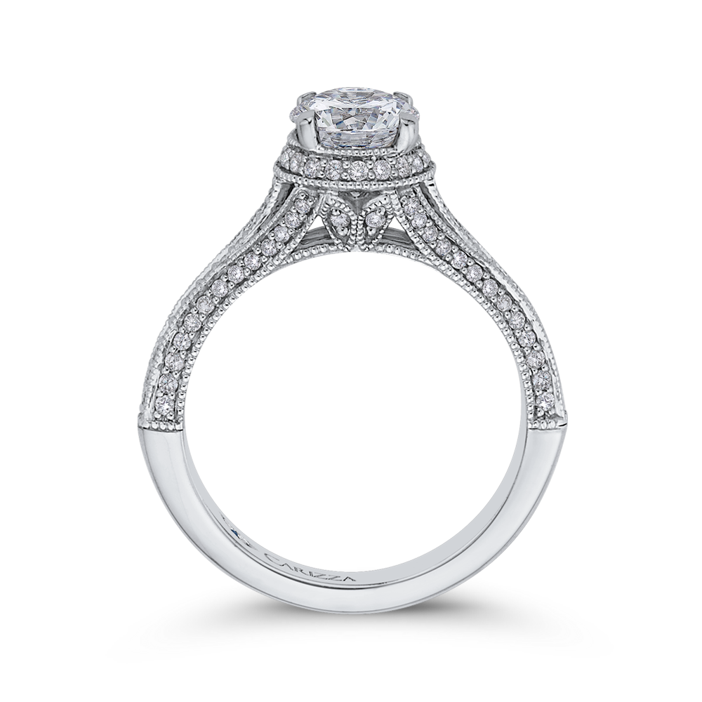 Split Shank Round Diamond Engagement Ring in 14K White Gold (Semi-Mount)